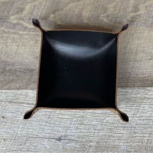 Valet Tray Trinket Vanity Jewelry Bedside Table Tray black top grain leather